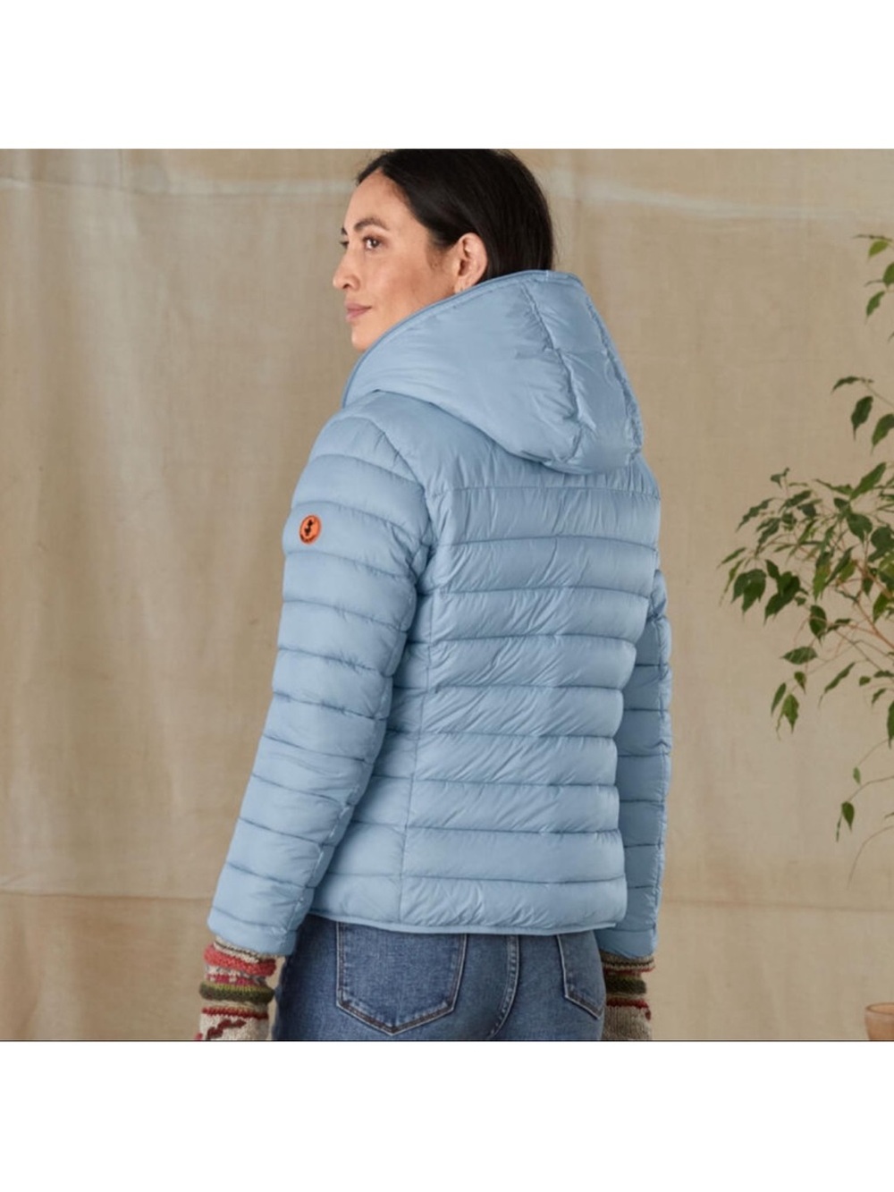 SAVE THE DUCK Light Blue Puffer Jacket with Cream Sherpa